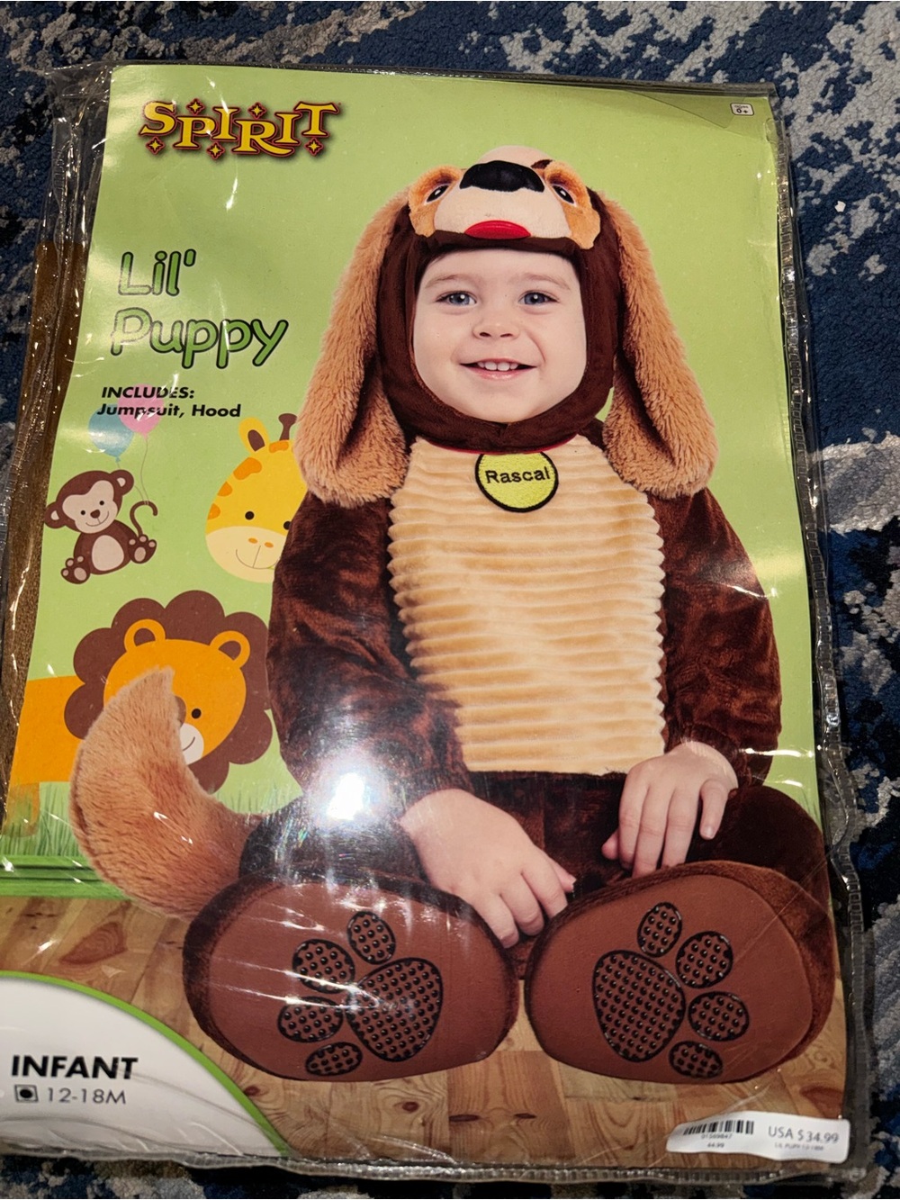 Spirit Lil' Puppy Infant Costume -size 12-18 months new